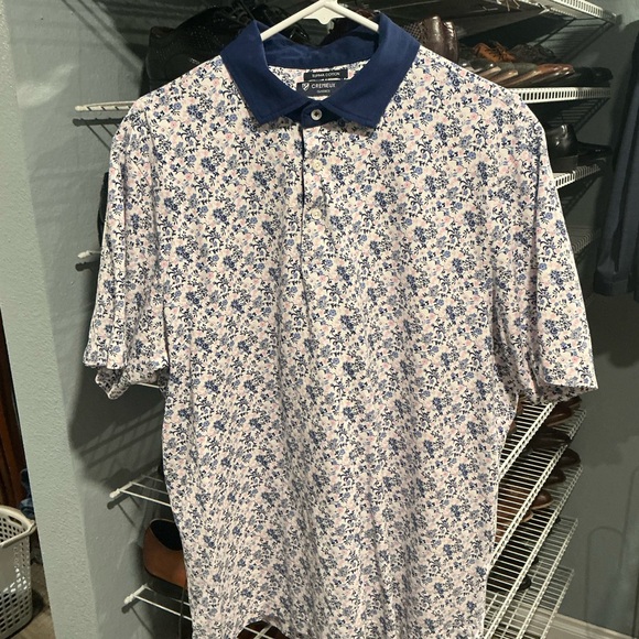 Daniel Cremieux Floral Polo Shirt - Navy and White - Picture 1 of 3